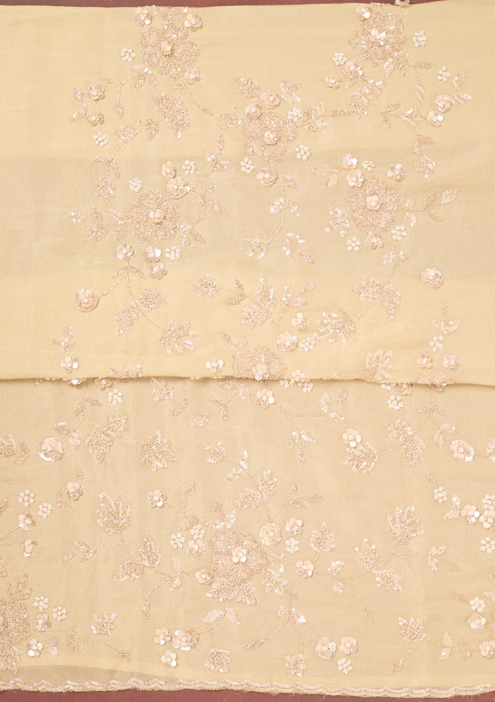 Gold Cutdana Organza Unstitched Salwar Suit