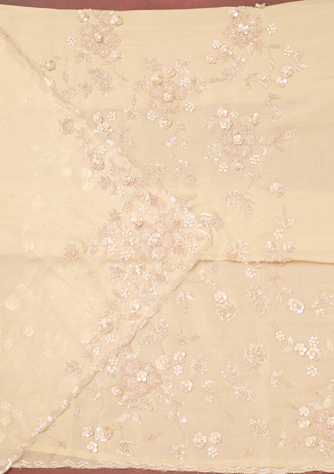 Gold Cutdana Organza Unstitched Salwar Suit