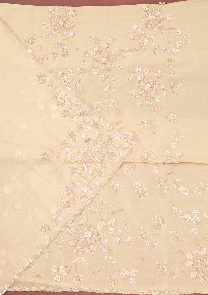 Gold Cutdana Organza Unstitched Salwar Suit