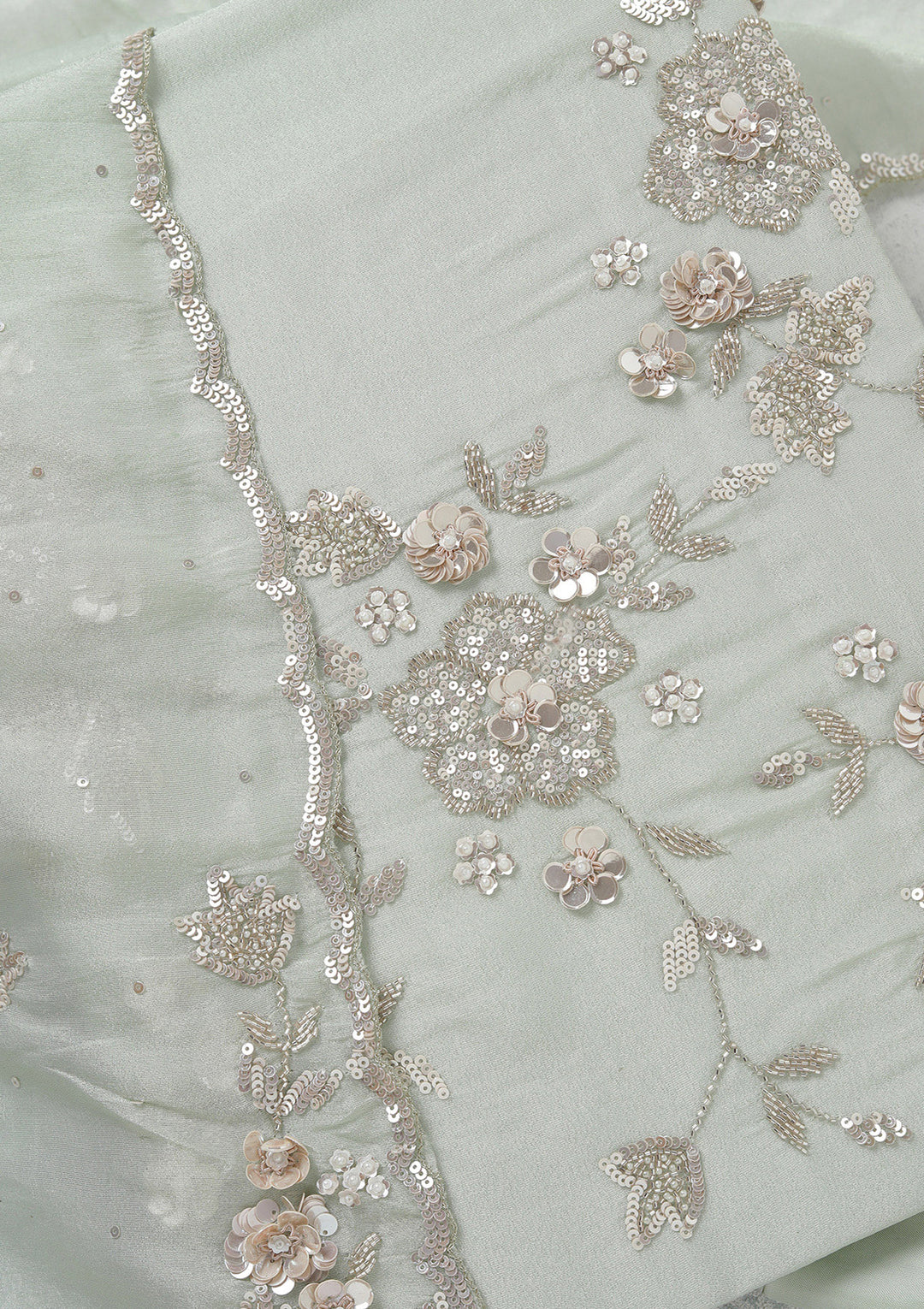 Pista Green Cutdana Tissue Unstitched Salwar Suit