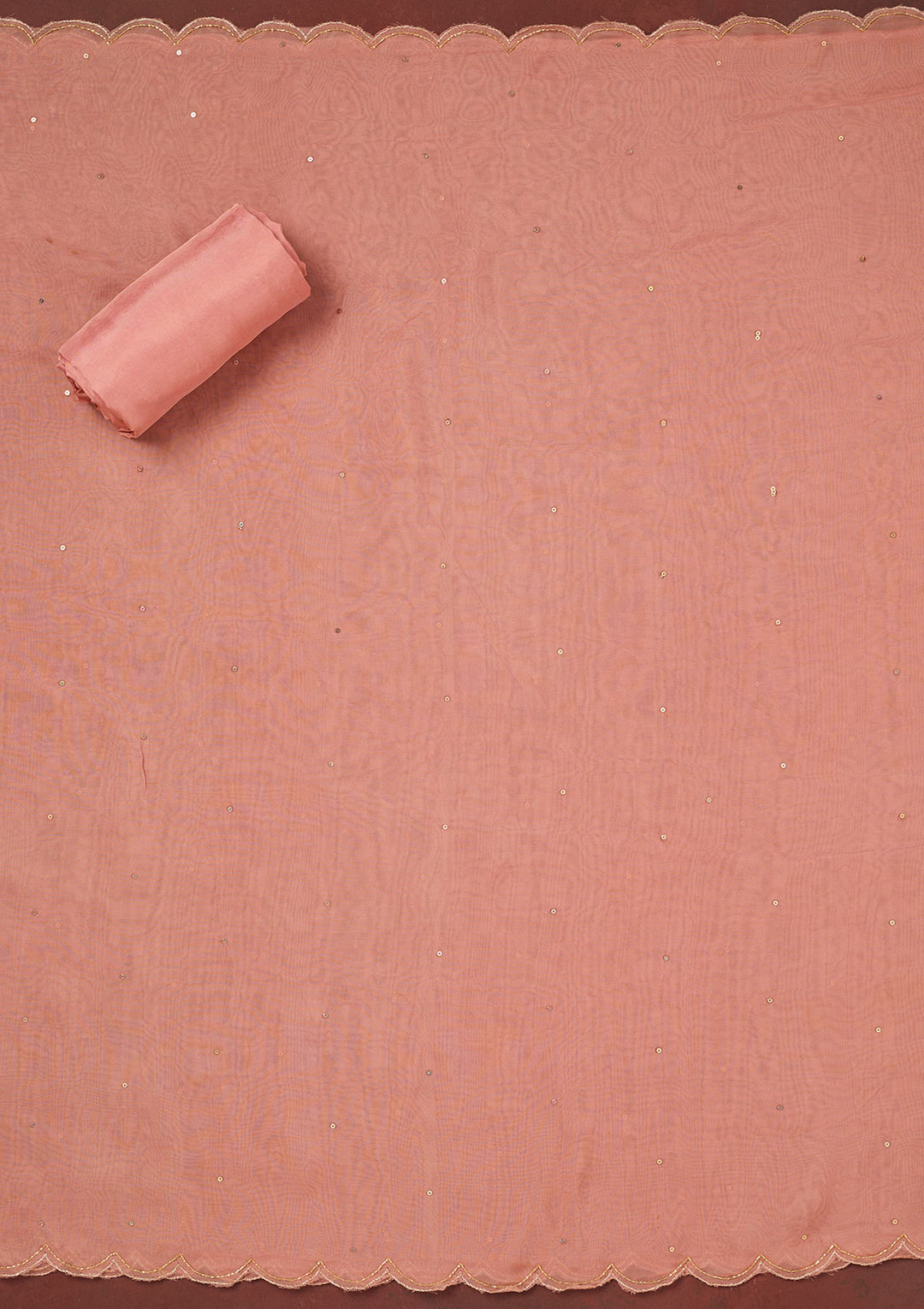 Peach Cutdana Organza Unstitched Salwar Suit