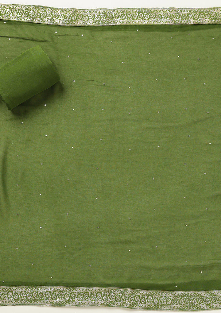 Mehendi Zariwork (Gold) Georgette Unstitched Salwar Suit