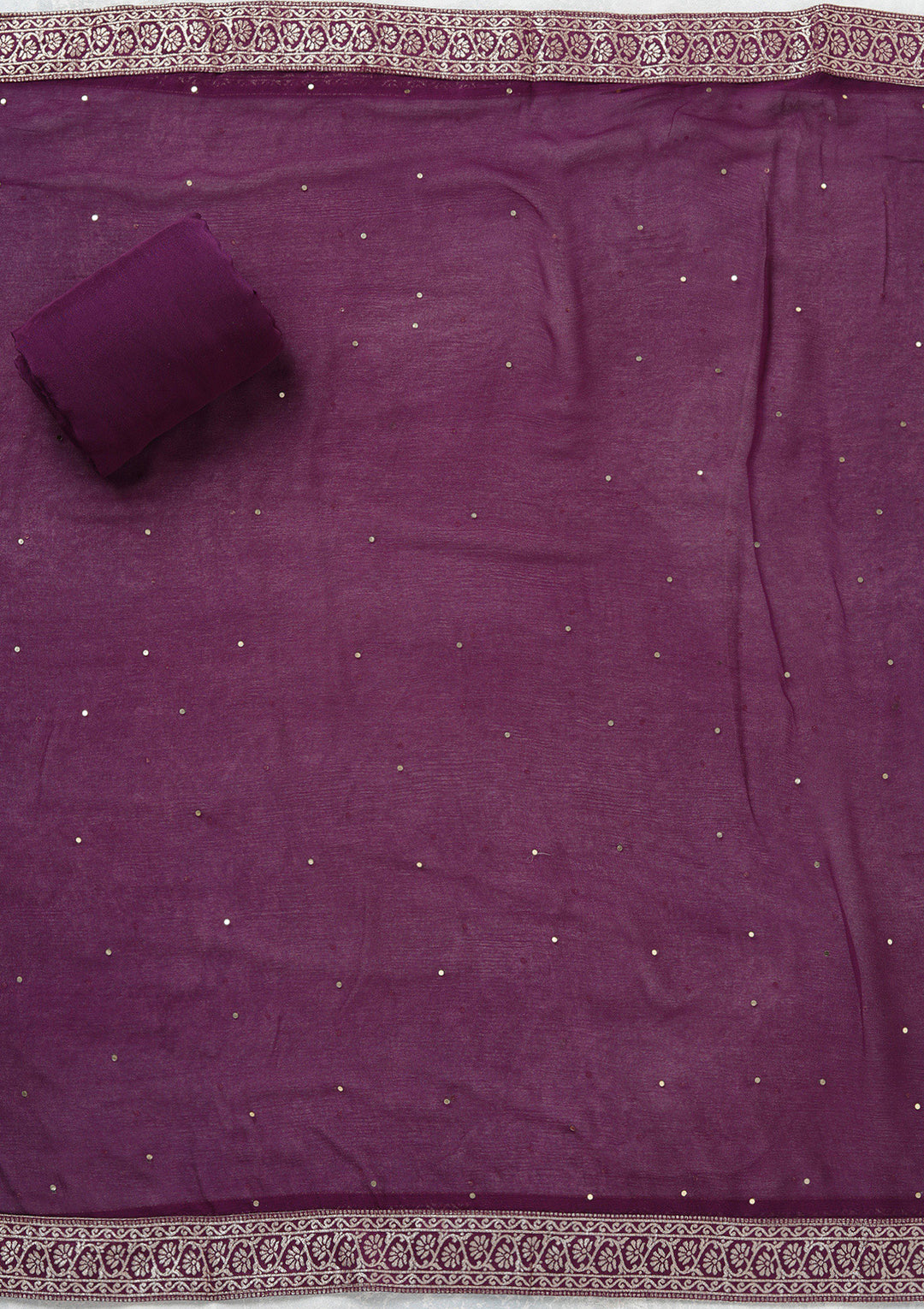 Purple Zariwork (Gold) Georgette Unstitched Salwar Suit