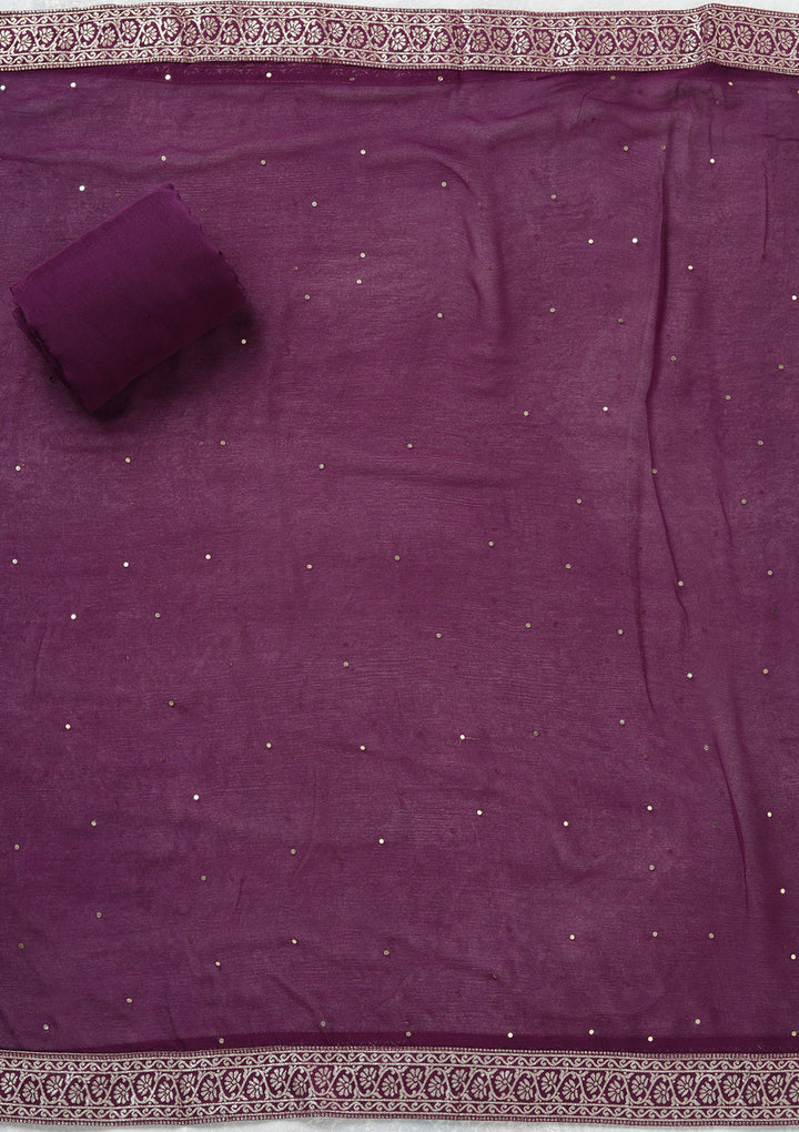 Purple Zariwork (Gold) Georgette Unstitched Salwar Suit