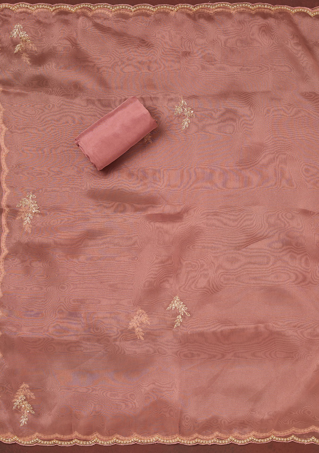 Pink Cutdana Organza Unstitched Salwar Suit