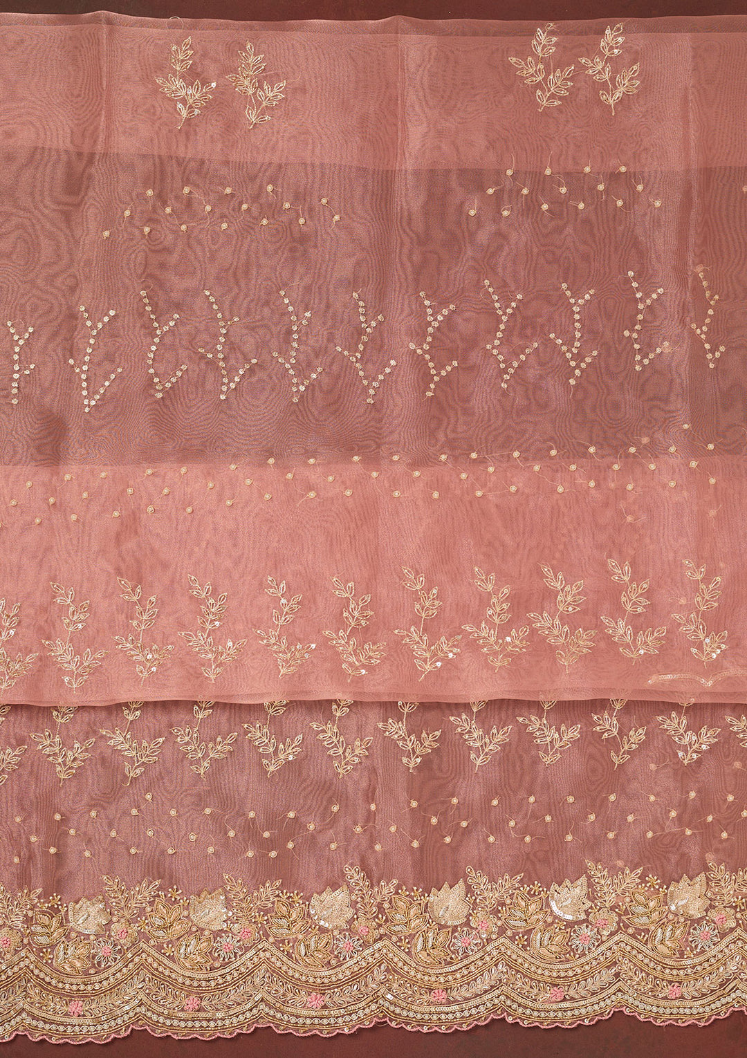 Pink Cutdana Organza Unstitched Salwar Suit
