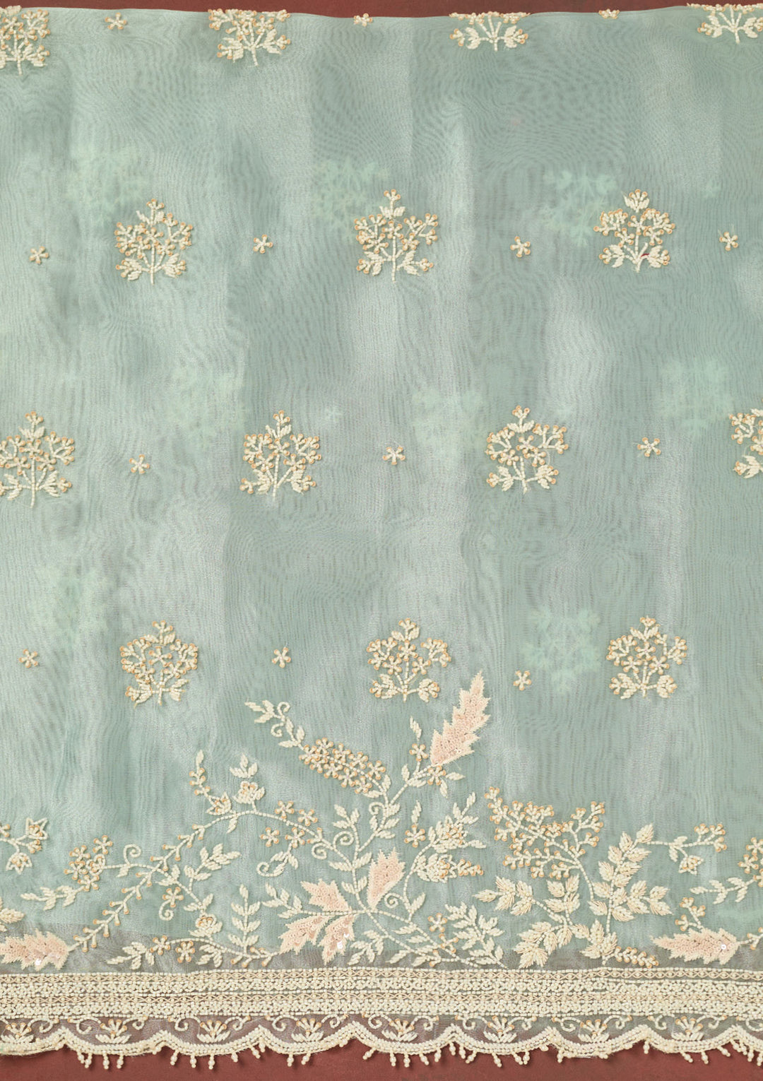 Sky Blue Cutdana Organza Unstitched Salwar Suit