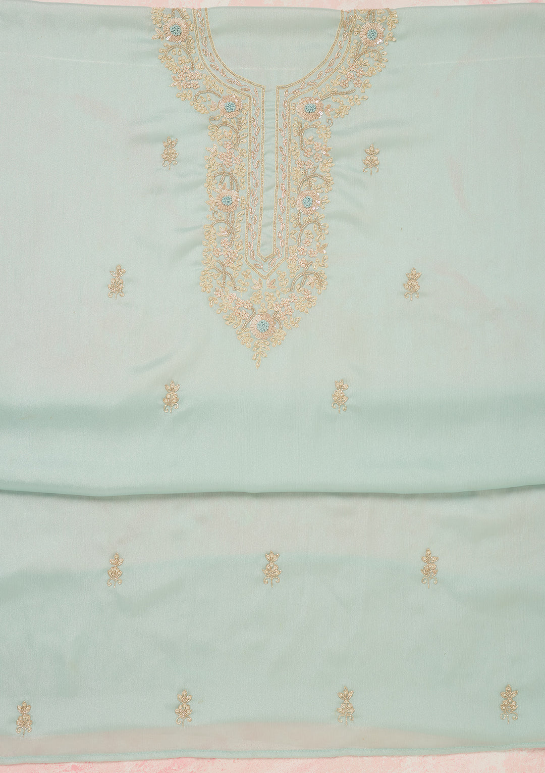 Sky Blue Cutdana Chinon Unstitched Salwar Suit