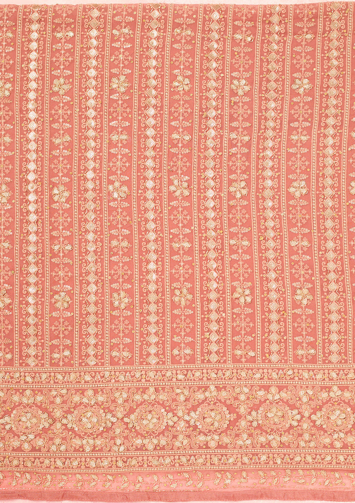 Rust Cutdana Georgette Unstitched Salwar Suit