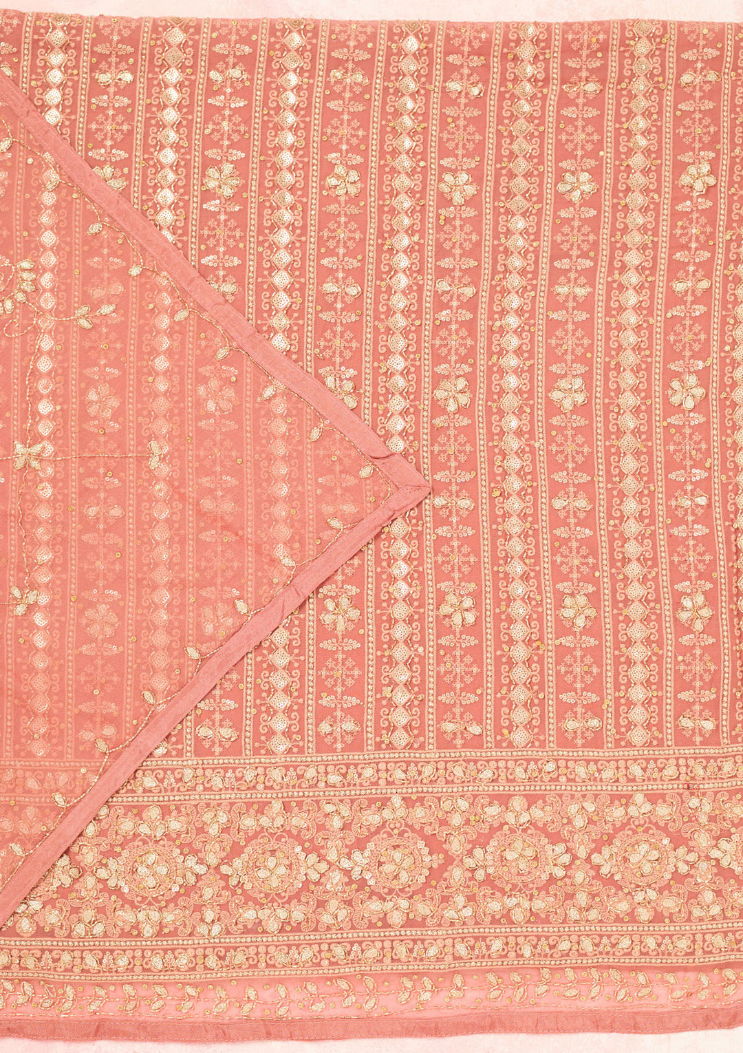 Rust Cutdana Georgette Unstitched Salwar Suit