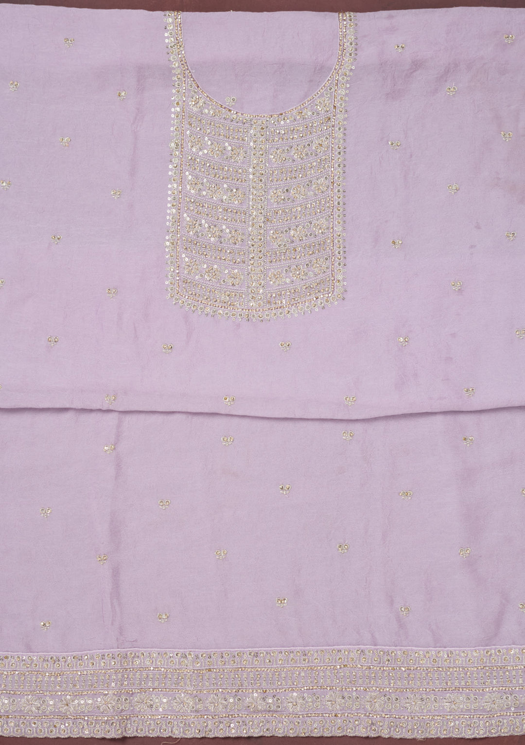 Lavender Zariwork (Gold) Chinon Unstitched Salwar Suit