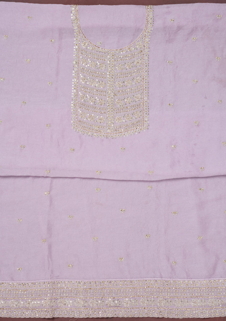 Lavender Zariwork (Gold) Chinon Unstitched Salwar Suit