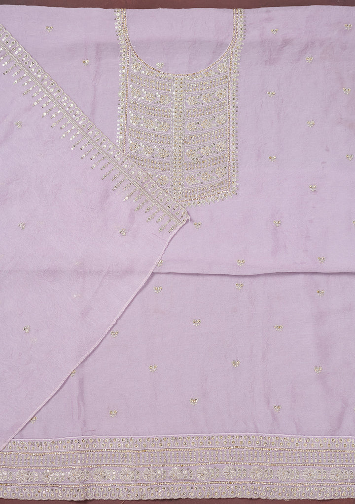 Lavender Zariwork (Gold) Chinon Unstitched Salwar Suit