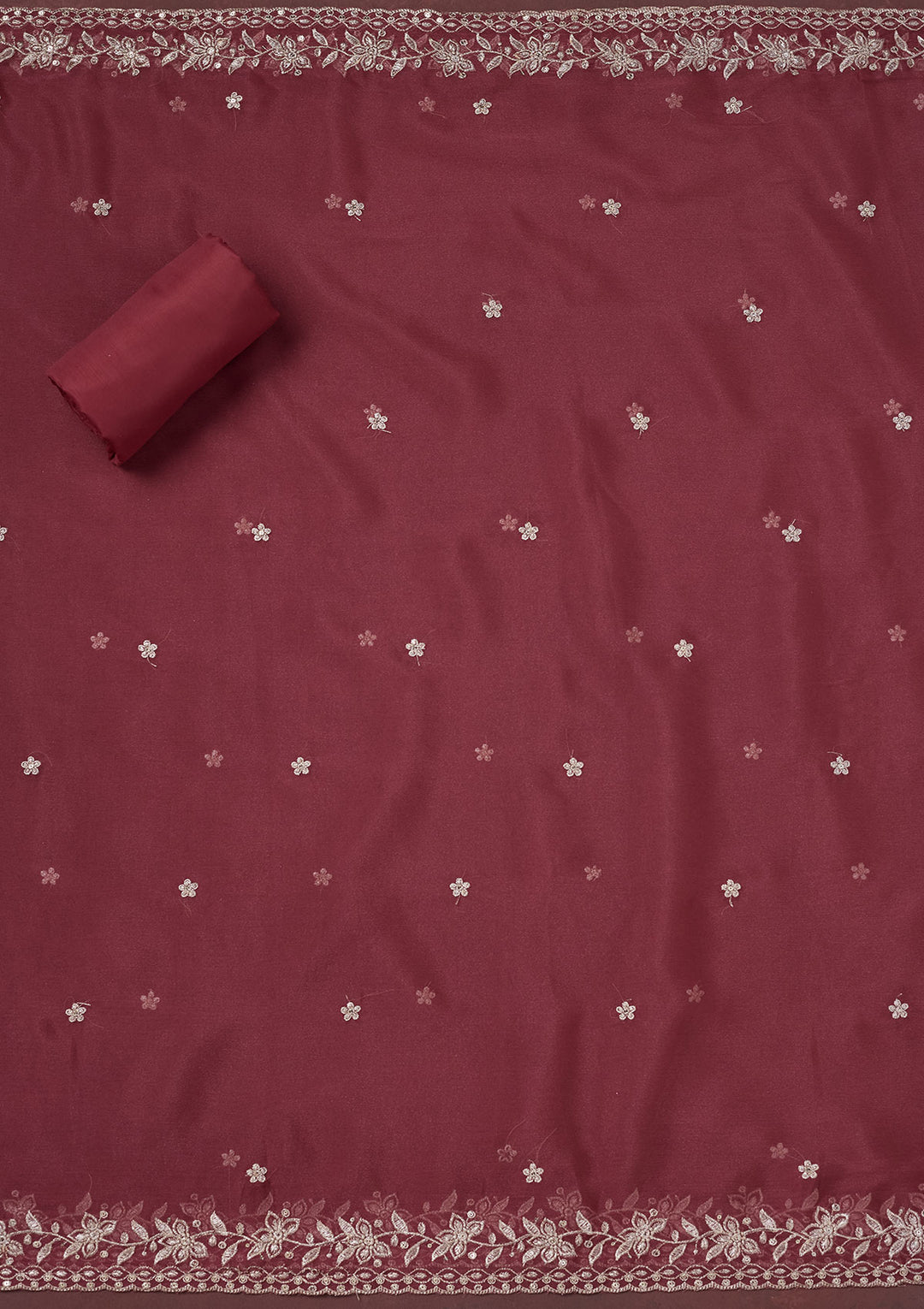 Onion Pink Zariwork (Gold) Chinon Unstitched Salwar Suit
