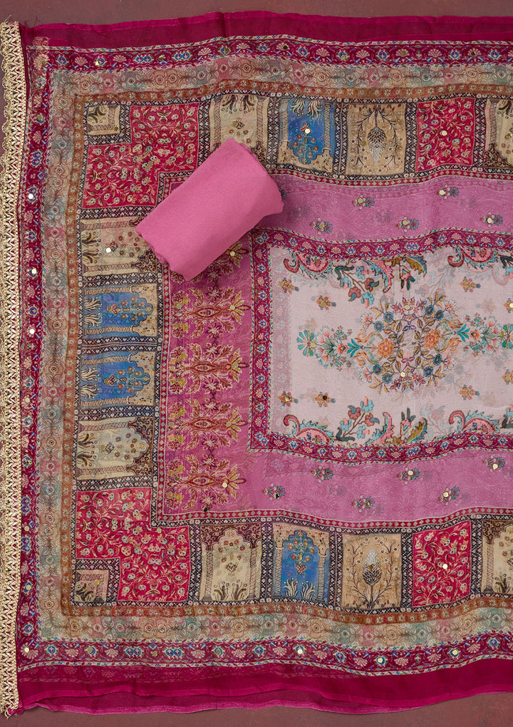 Onion Pink Cutdana Semi Crepe Unstitched Salwar Suit