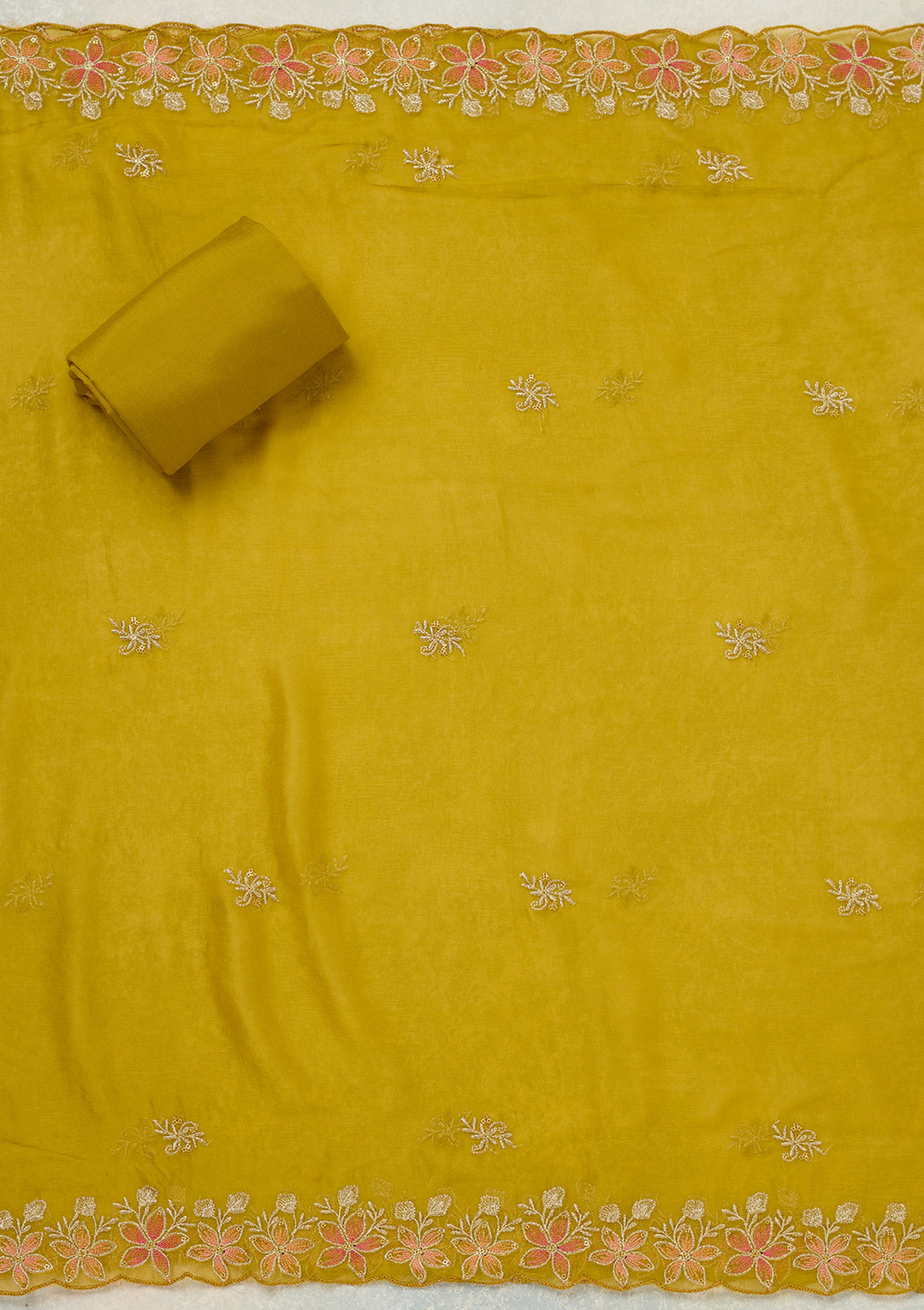 Mehendi Threadwork Semi Crepe Unstitched Salwar Suit