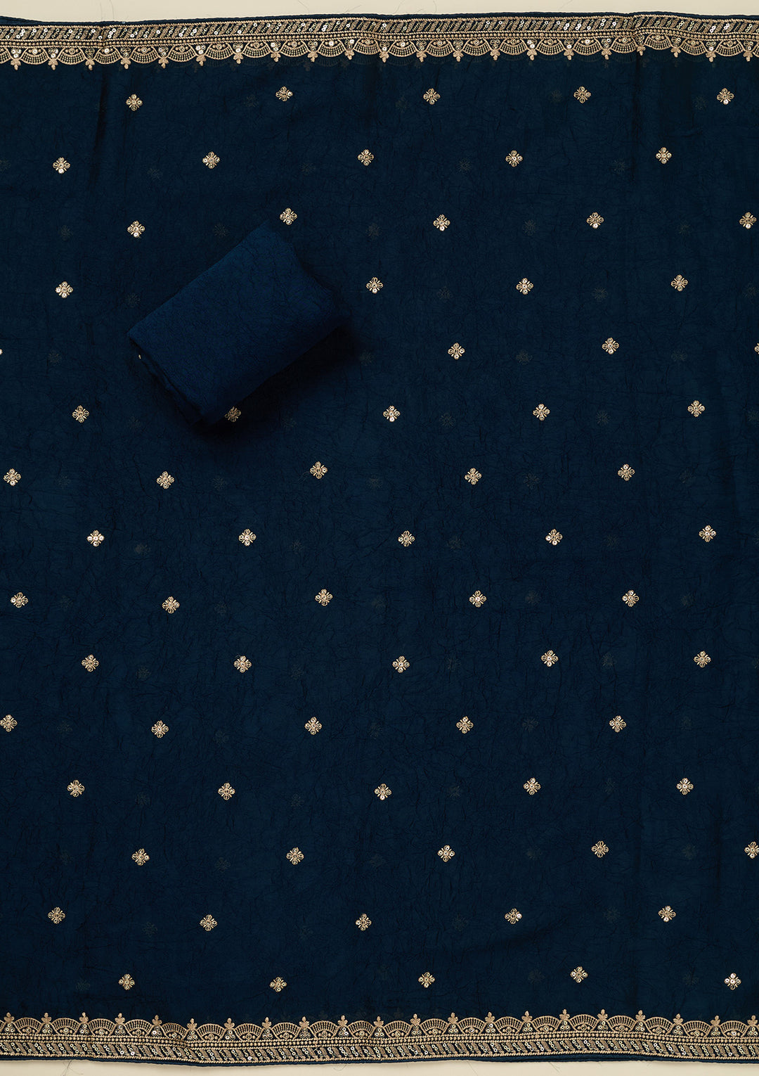 Navy Blue Threadwork Georgette Unstitched Salwar Suit