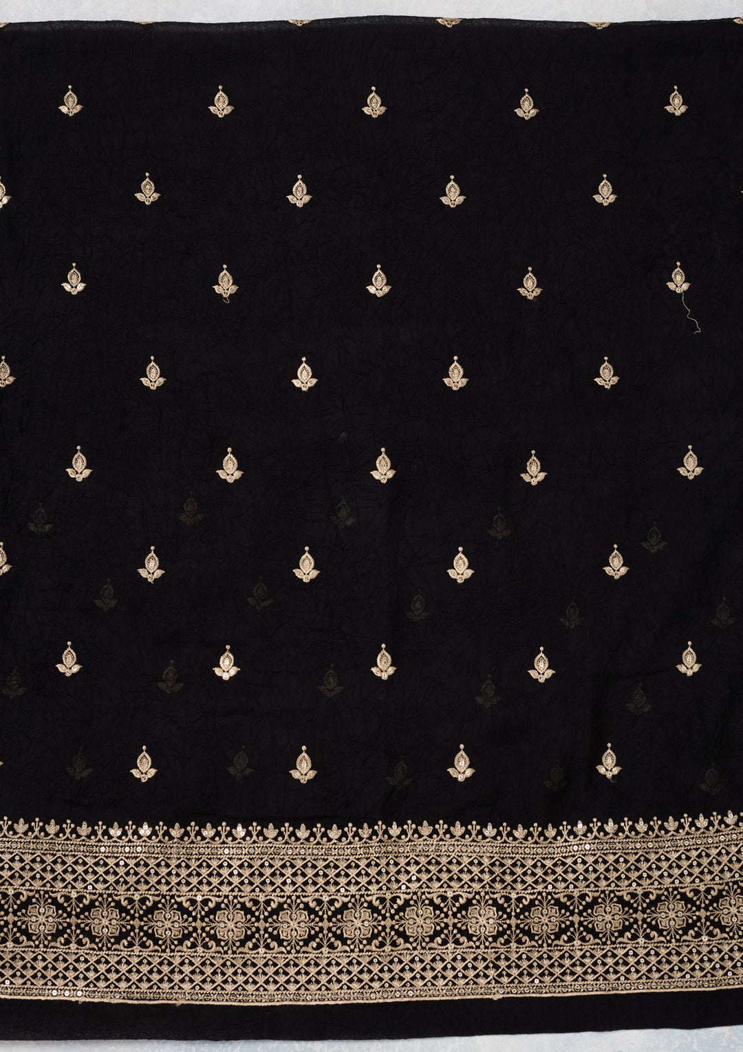 Black Threadwork Georgette Unstitched Salwar Suit