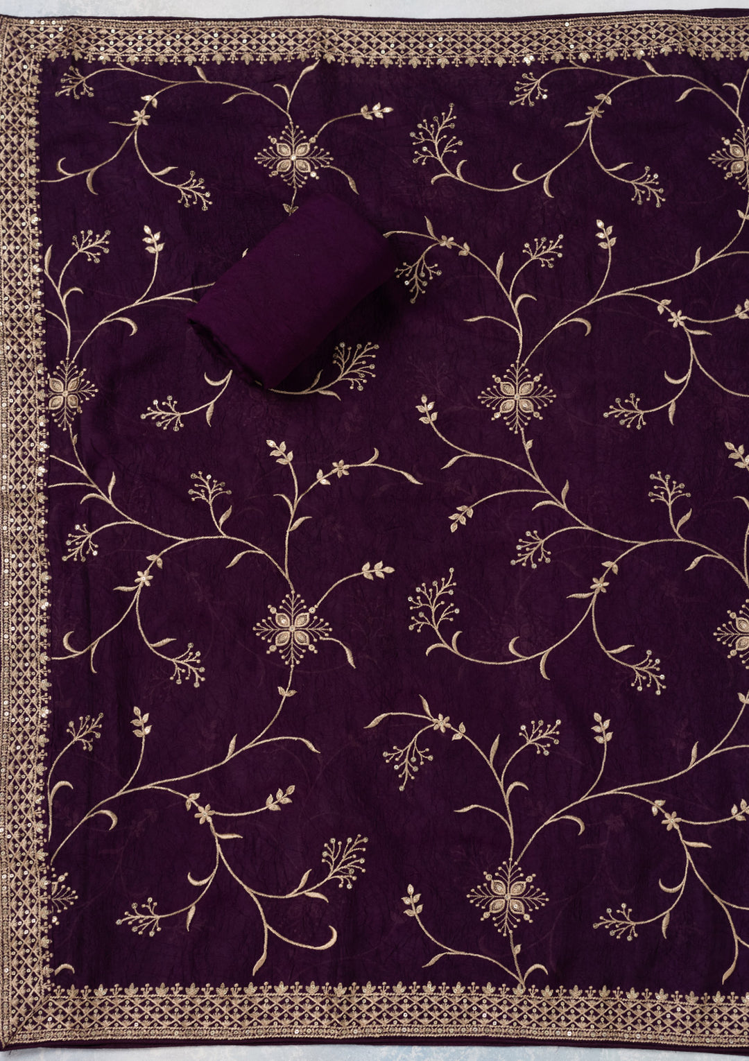 Purple Threadwork Georgette Unstitched Salwar Suit