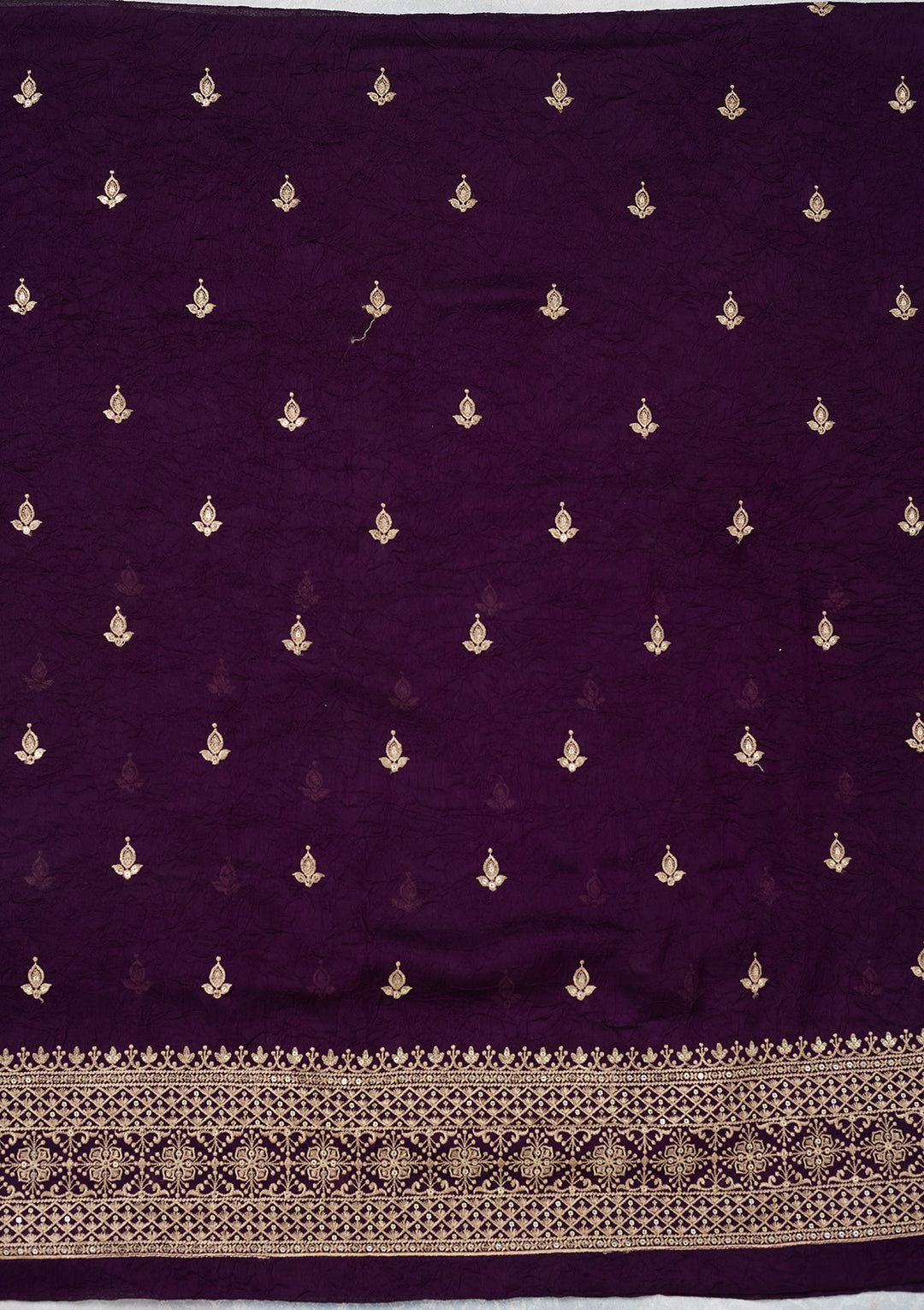 Purple Threadwork Georgette Unstitched Salwar Suit
