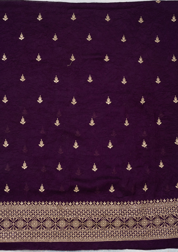Purple Threadwork Georgette Unstitched Salwar Suit