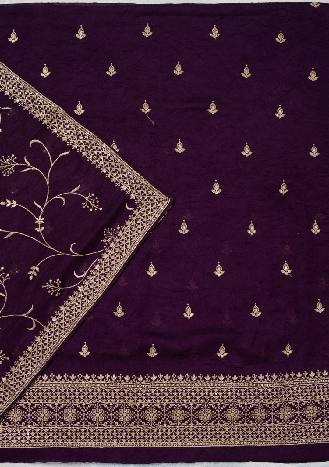 Purple Threadwork Georgette Unstitched Salwar Suit