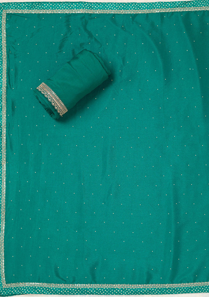 Rama Green Zariwork (Gold) Chinon Unstitched Salwar Suit