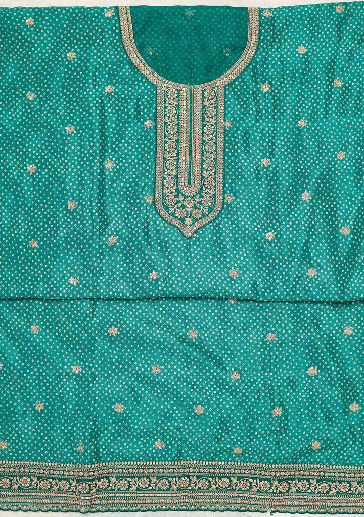 Rama Green Zariwork (Gold) Chinon Unstitched Salwar Suit