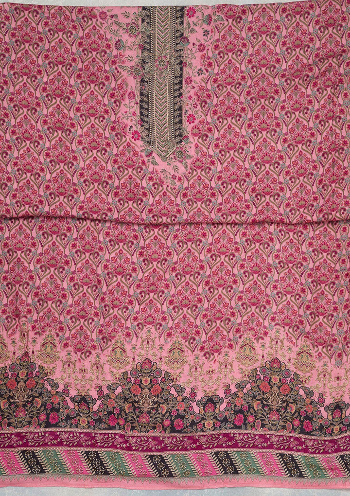 Pink Zariwork Semi Crepe Unstitched Salwar Suit