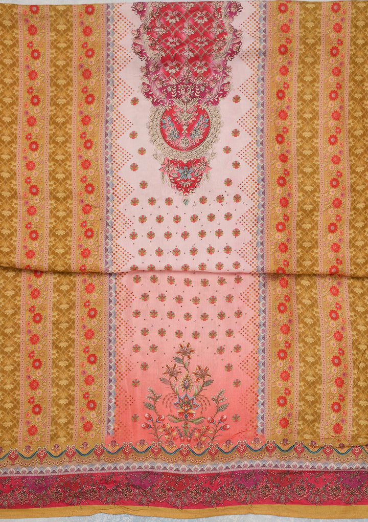 Baby Pink Zariwork Semi Crepe Unstitched Salwar Suit