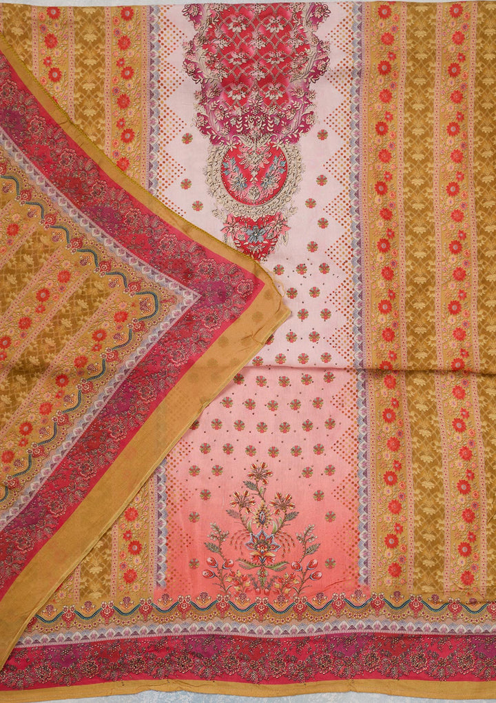 Baby Pink Zariwork Semi Crepe Unstitched Salwar Suit