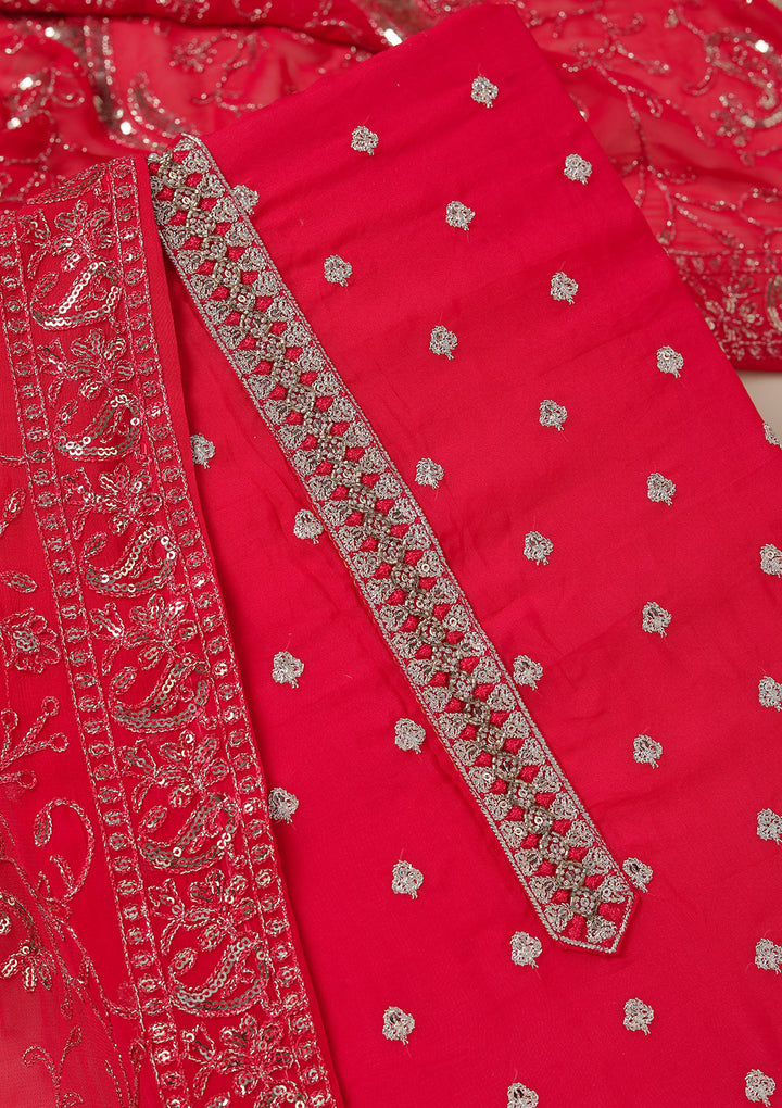 Rani Pink Sequins Organza Unstitched Salwar Suit