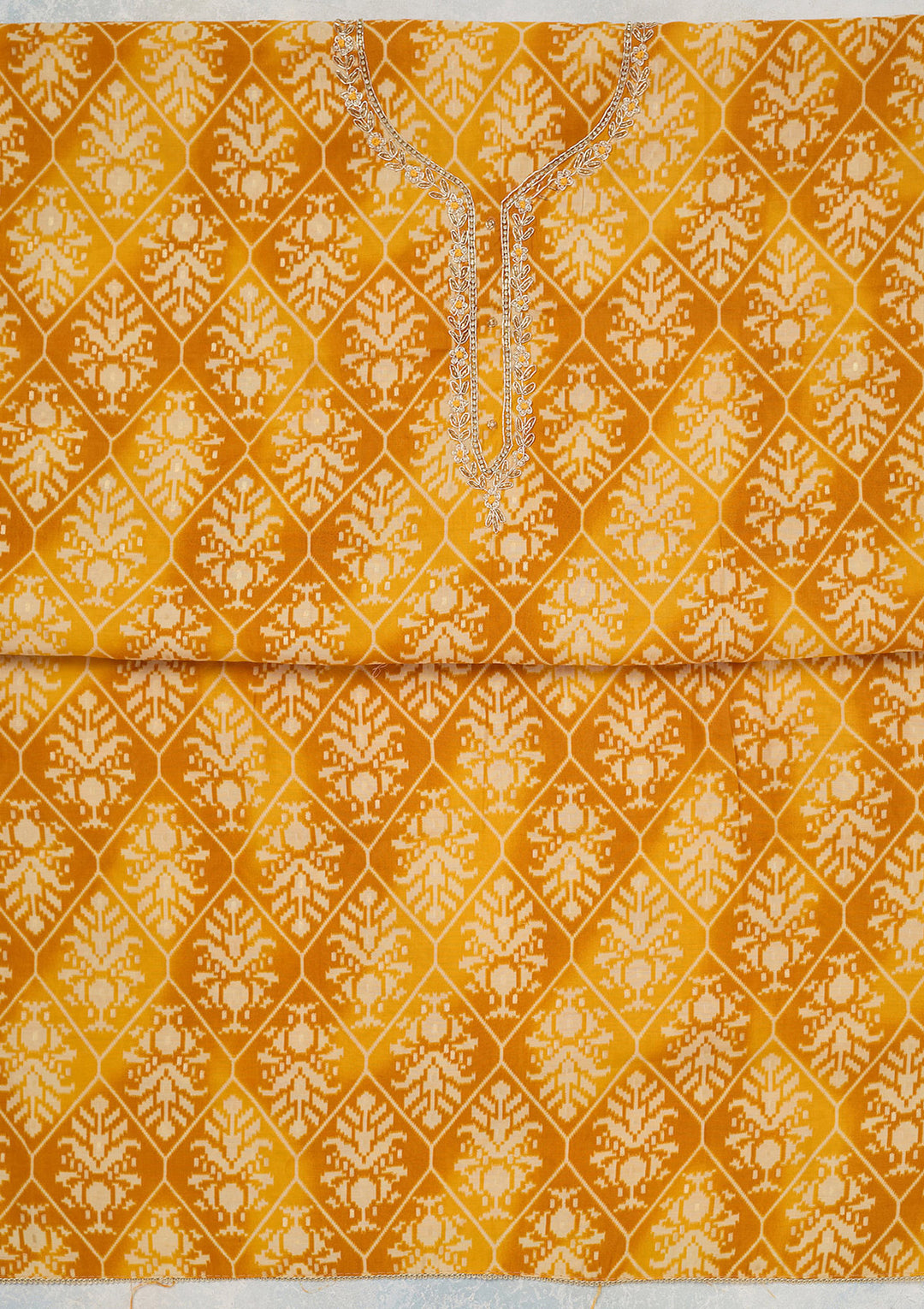 Yellow Cutdana Semi Crepe Unstitched Salwar Suit
