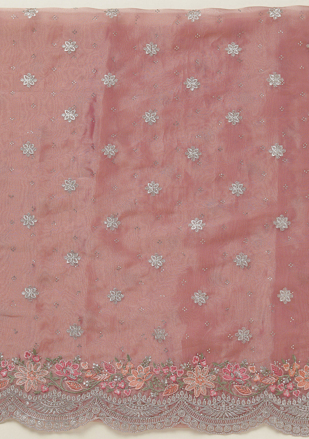 Onion Pink Threadwork Tissue Unstitched Salwar Suit