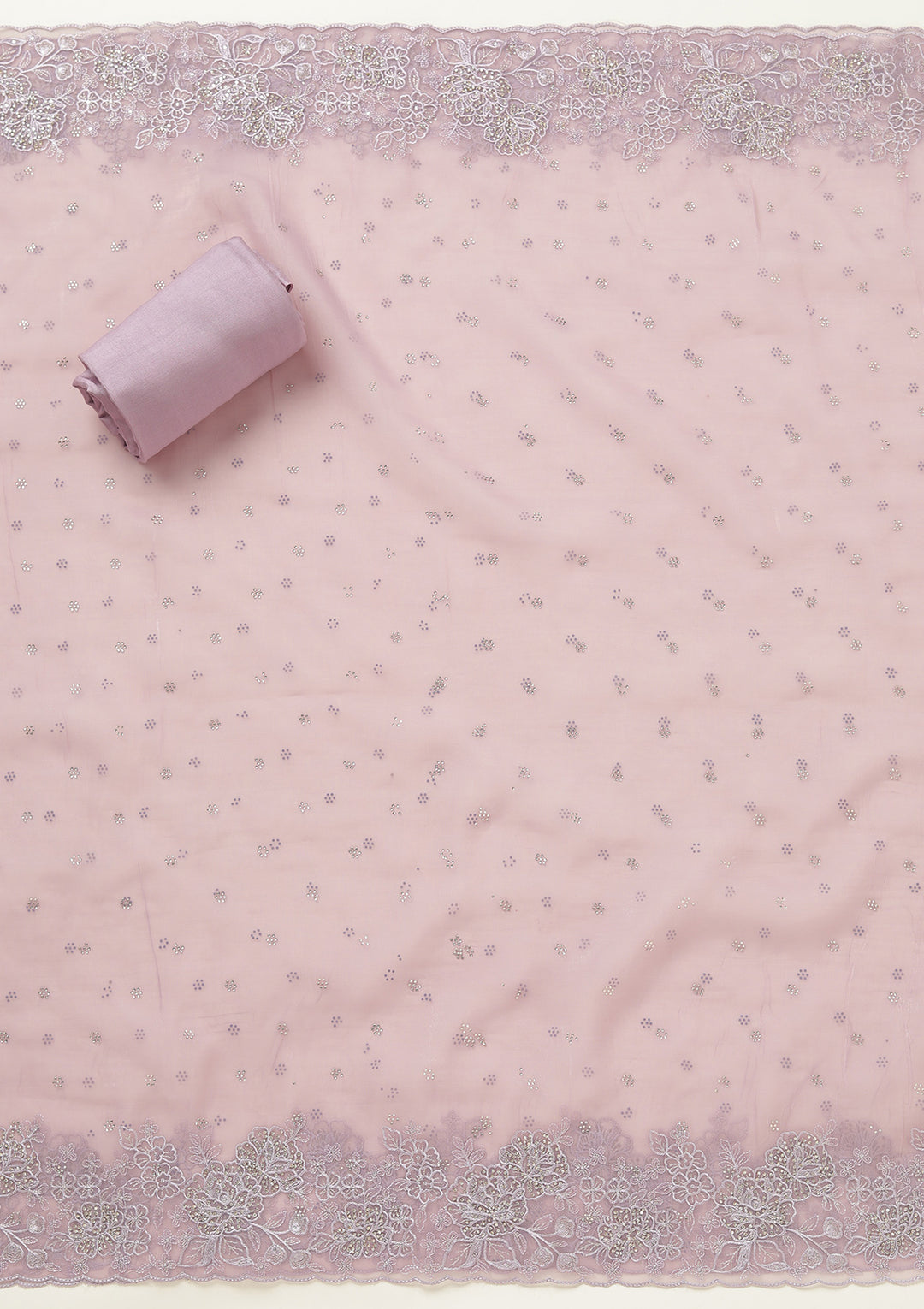 Lavender Threadwork Tissue Unstitched Salwar Suit