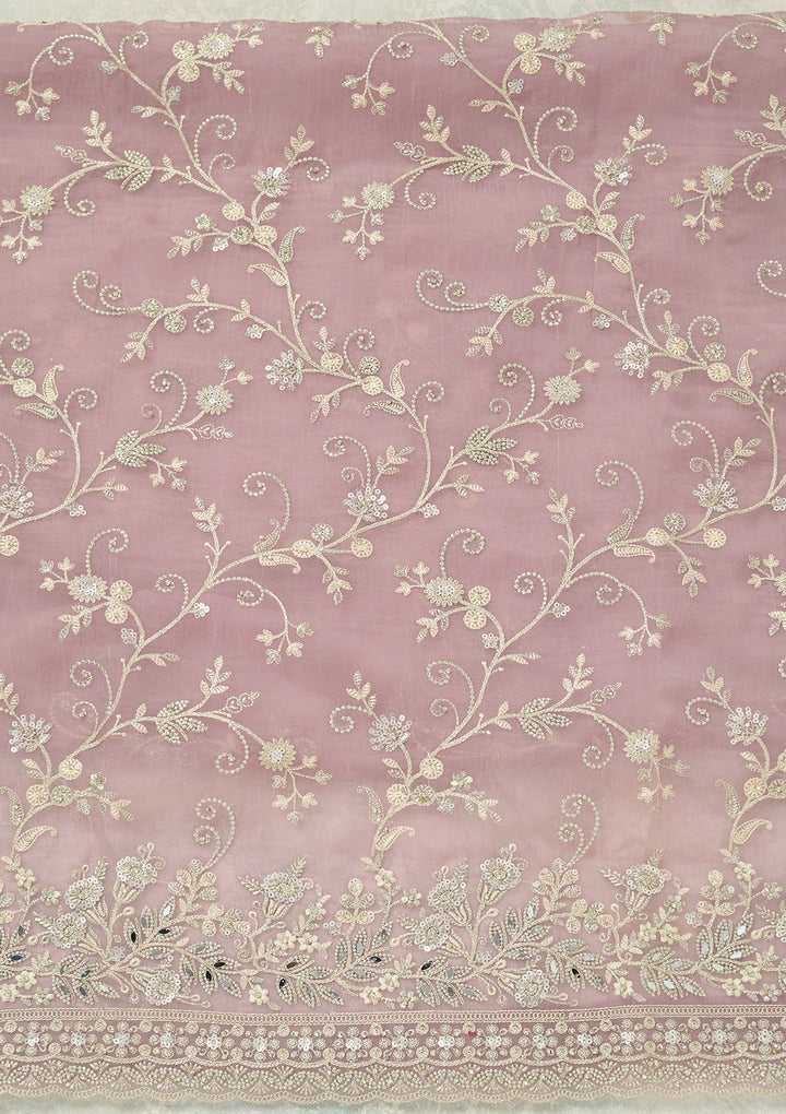 Lavender Threadwork Tissue Unstitched Salwar Suit