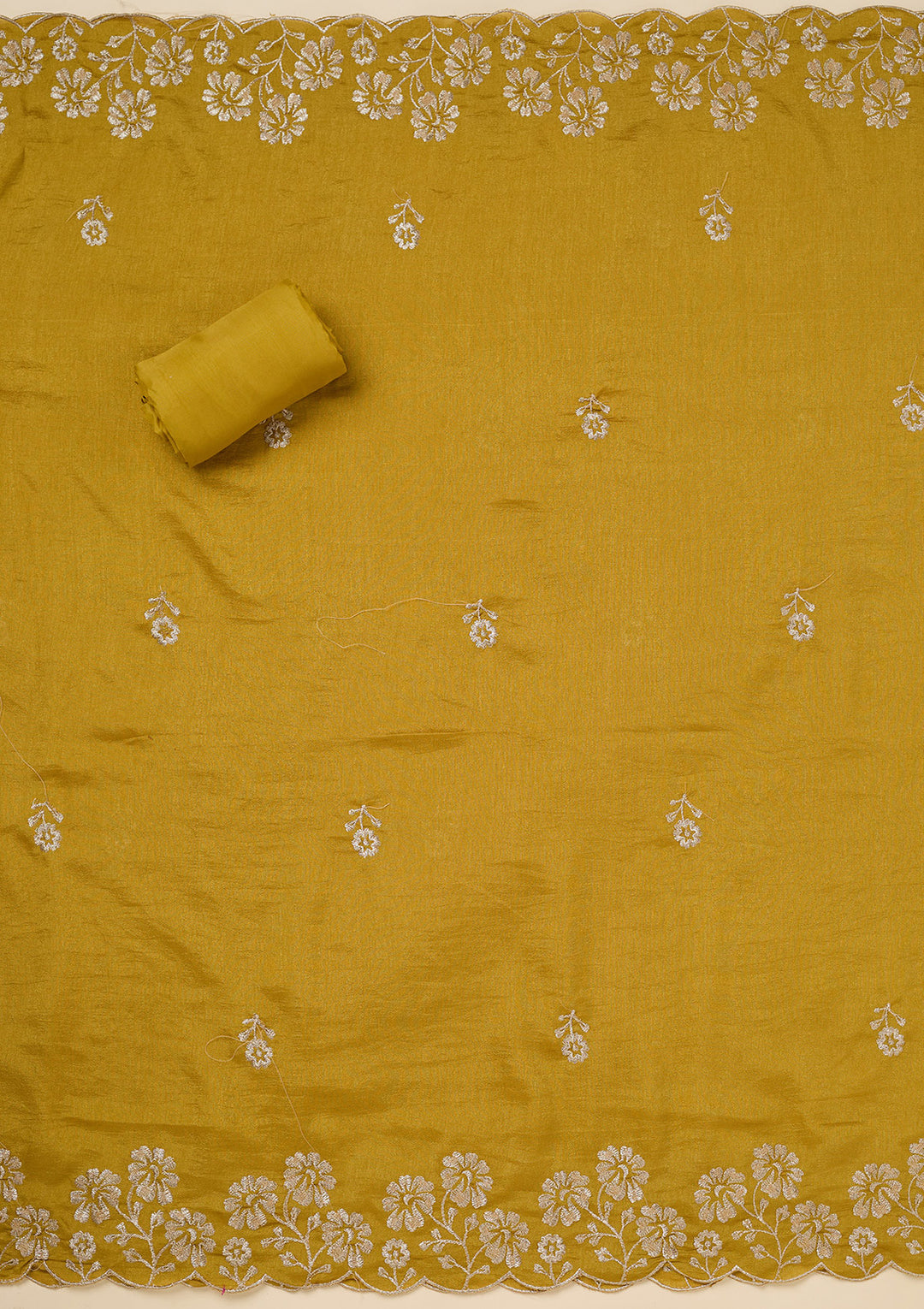Rani Pink Zariwork (Gold) Soft Raw Silk Unstitched Salwar Suit