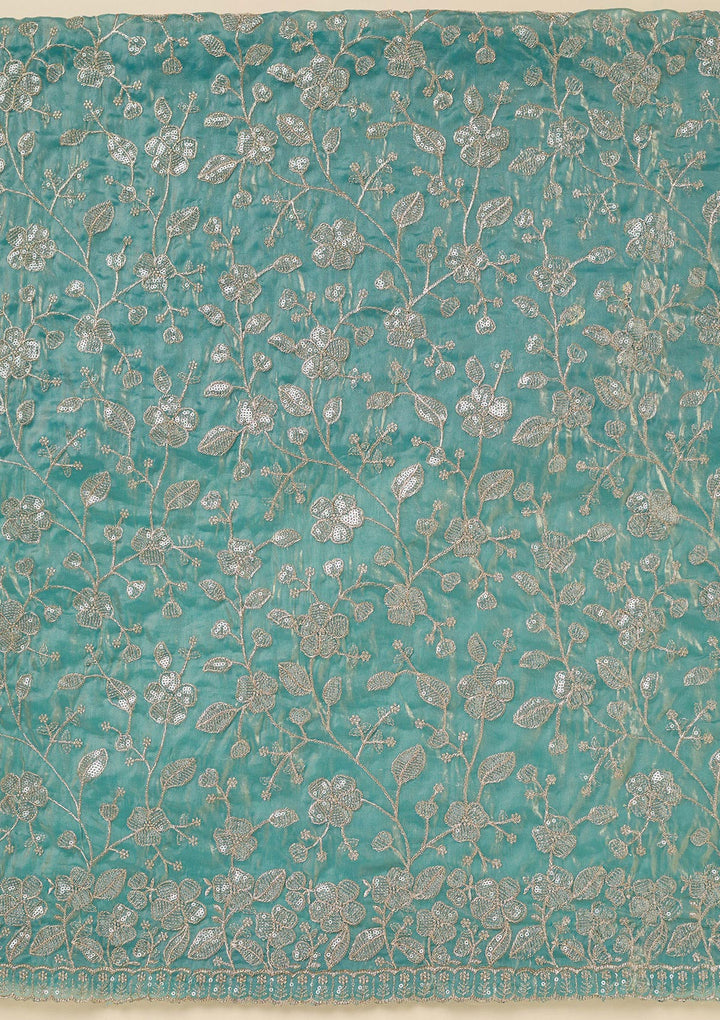 Blue Sequins Semi Crepe Unstitched Salwar Suit