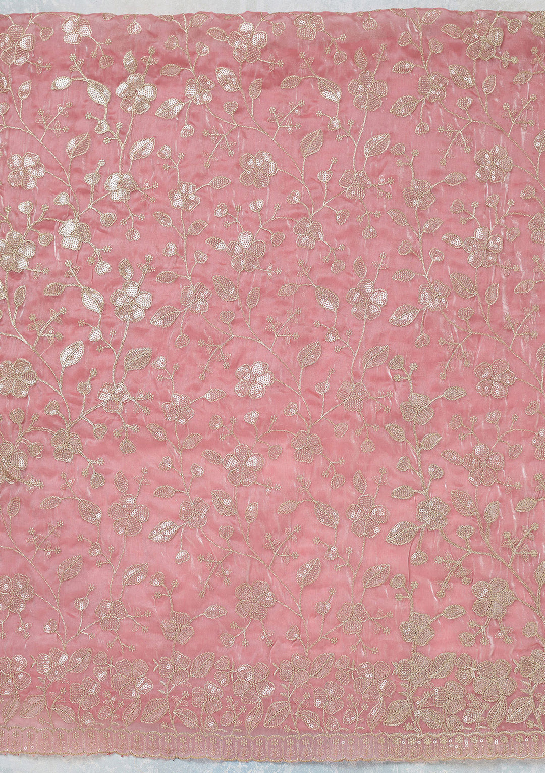 Pink Sequins Semi Crepe Unstitched Salwar Suit