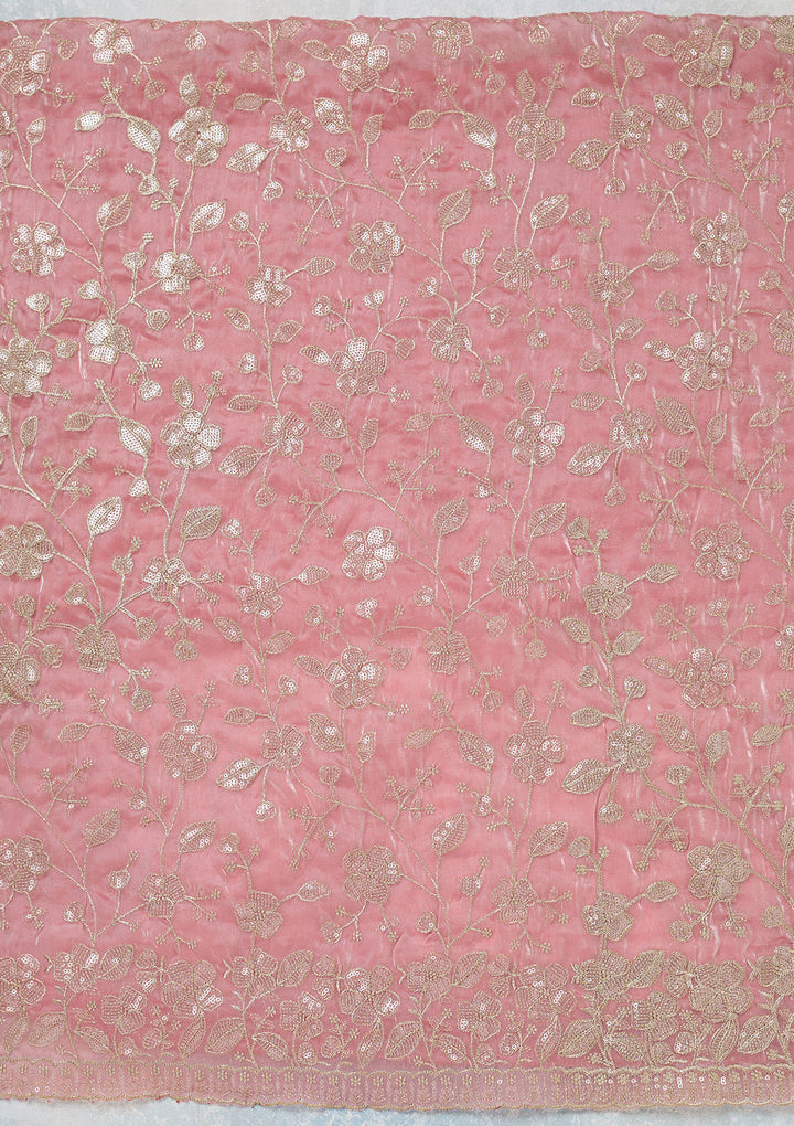 Pink Sequins Semi Crepe Unstitched Salwar Suit