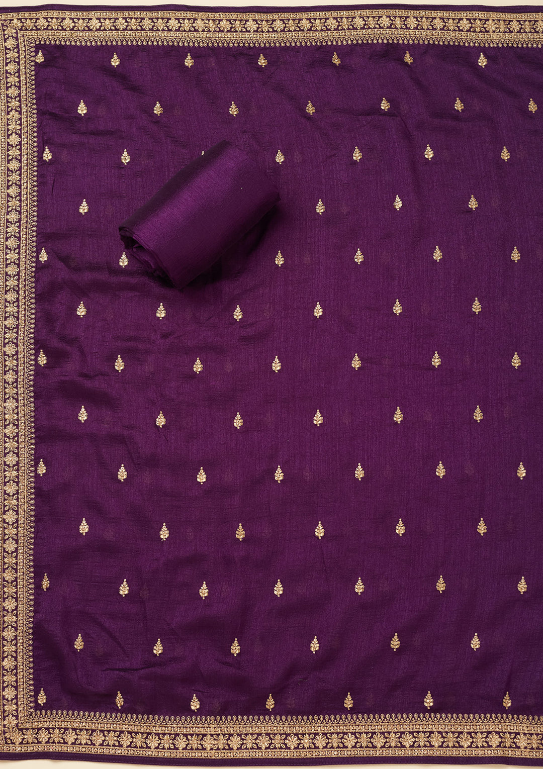 Purple Cording Soft Raw Silk Unstitched Salwar Suit