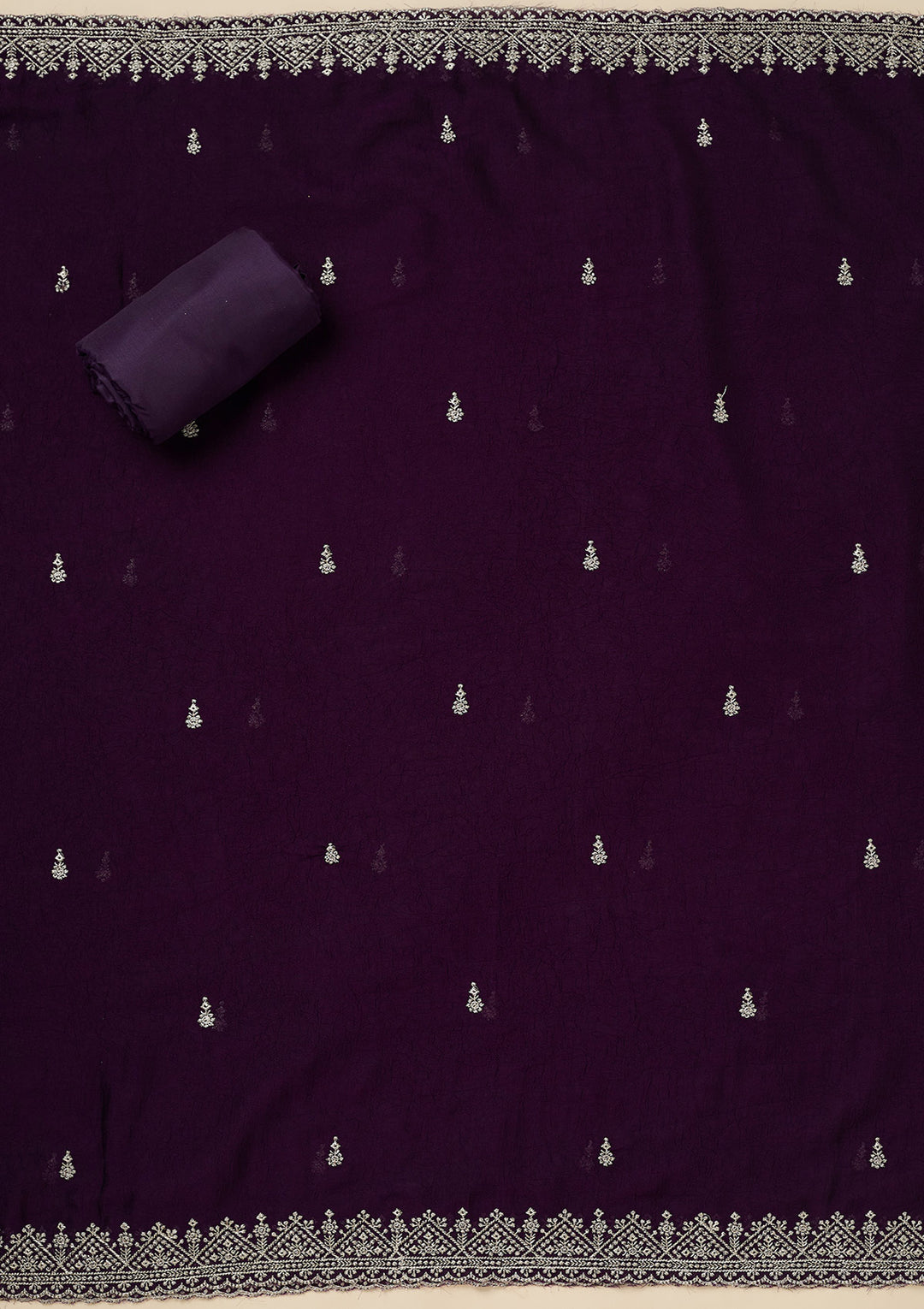 Purple Zardozi (Gold) Soft Raw Silk Unstitched Salwar Suit