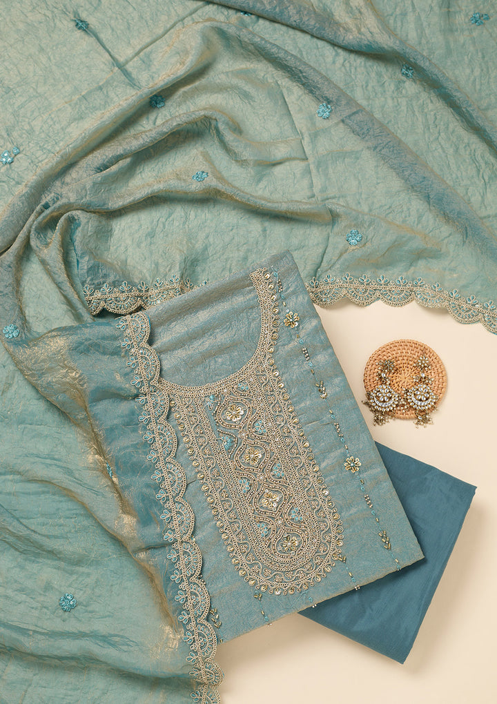 Sea Green Cutdana Tissue Unstitched Salwar Suit