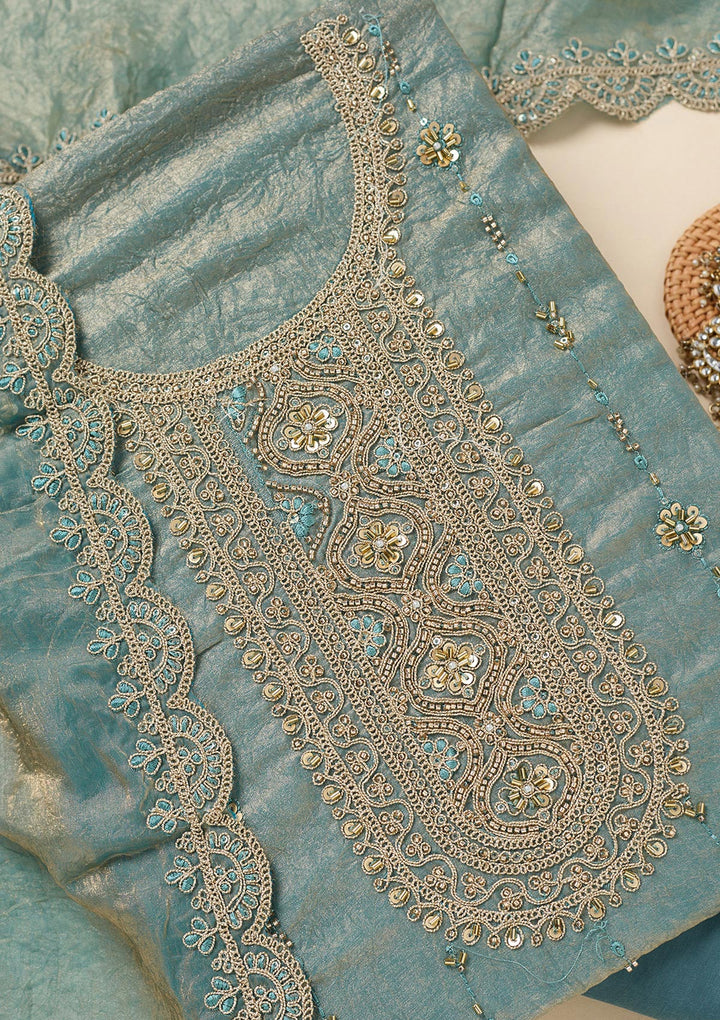 Sea Green Cutdana Tissue Unstitched Salwar Suit