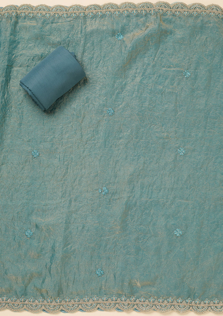 Sea Green Cutdana Tissue Unstitched Salwar Suit