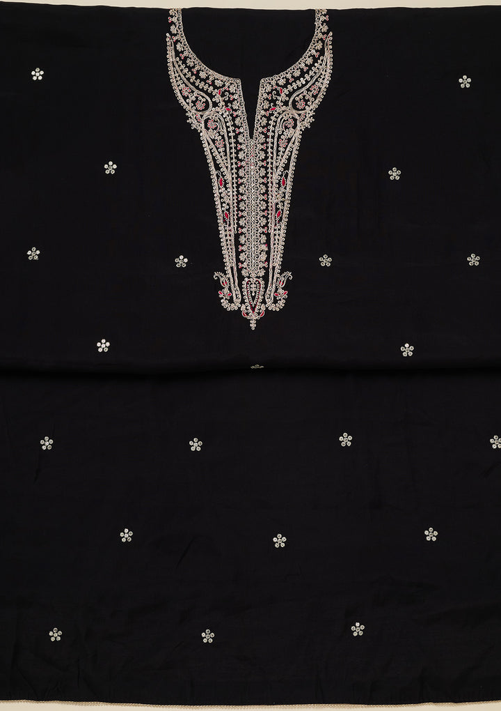 Black Zariwork (Gold) Dola Silk Unstitched Salwar Suit