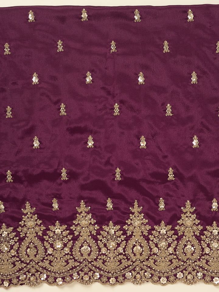 Purple Zariwork (Gold) Chinon Unstitched Salwar Suit