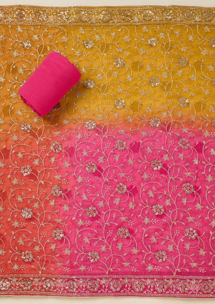 Pink Zariwork Georgette Unstitched Salwar Suit