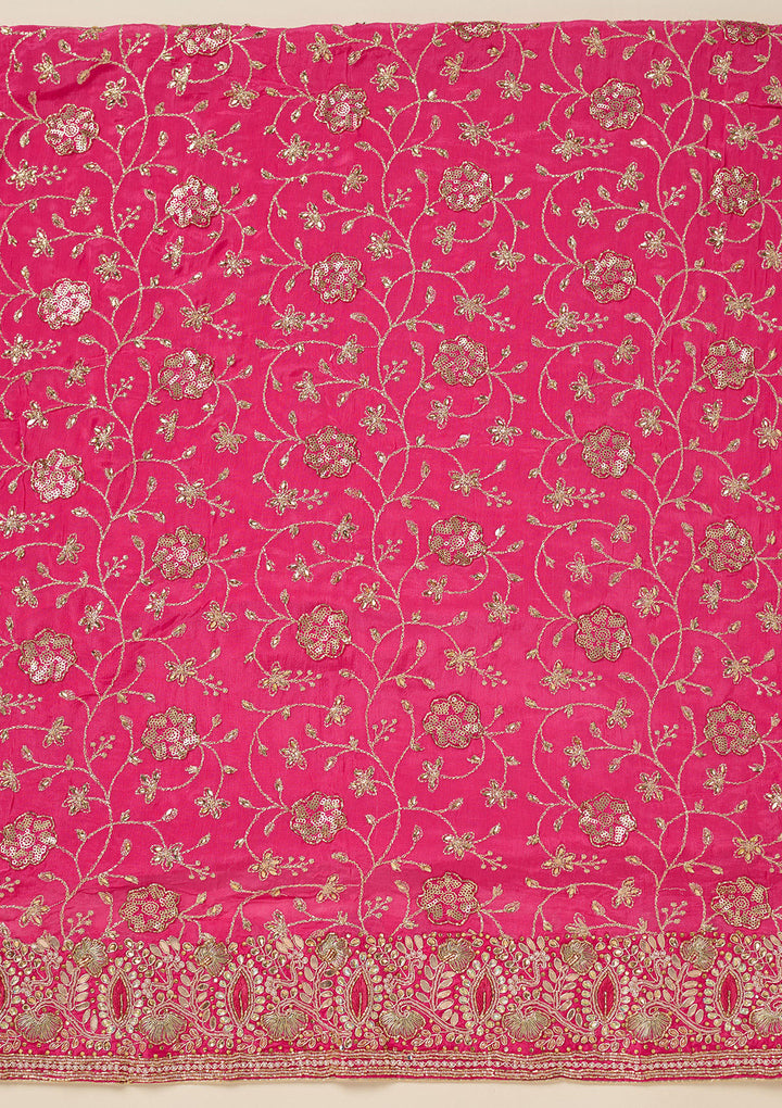 Pink Zariwork Georgette Unstitched Salwar Suit