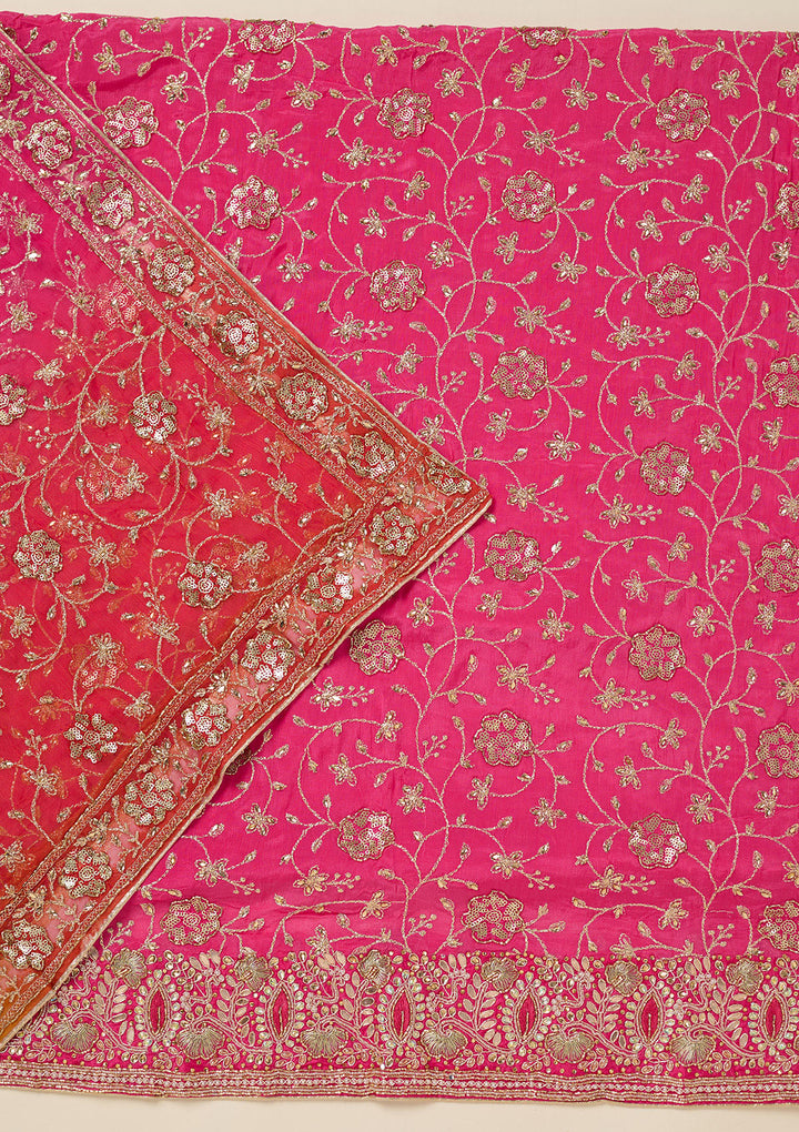 Pink Zariwork Georgette Unstitched Salwar Suit